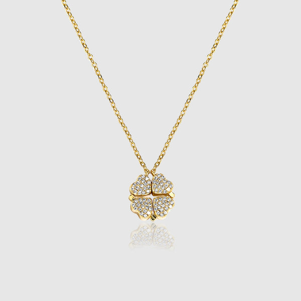 WOMENS MALVOS MAGNETIC MICRO FOUR LEAD CLOVER NECKLACE [GOLD] - Malvos