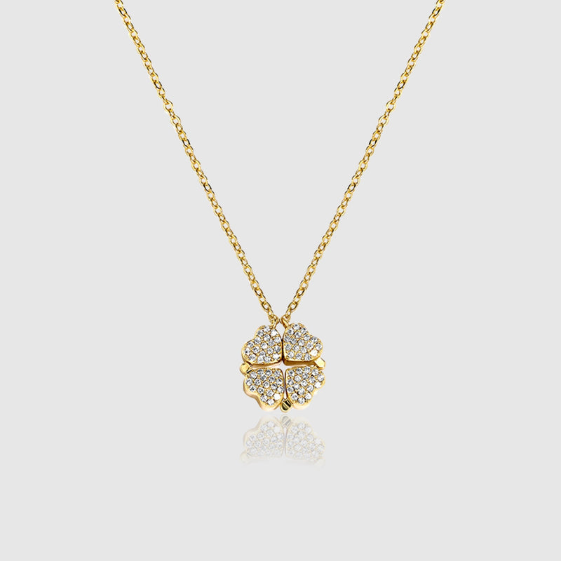 WOMENS MALVOS MAGNETIC MICRO FOUR LEAD CLOVER NECKLACE [GOLD] - Malvos
